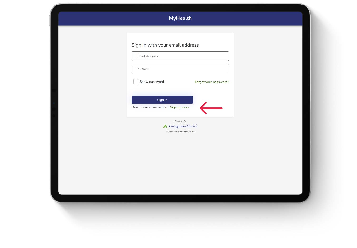 Paso 2: Seleccionar la opción "Sign up now" para crear una cuenta.
