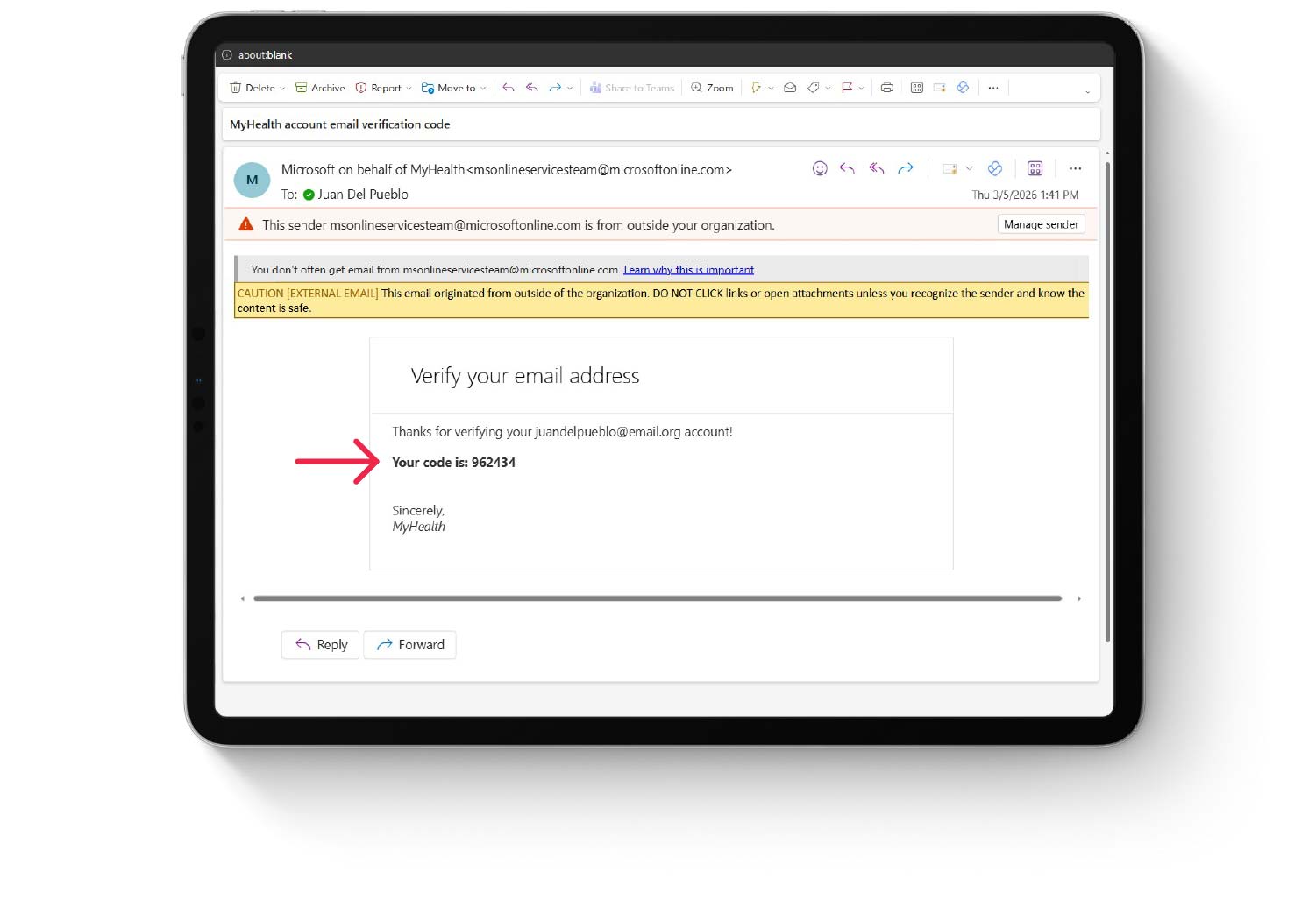 Paso 3: Utilice el código enviado en el segundo email. Código nombrado: "Verification Code".