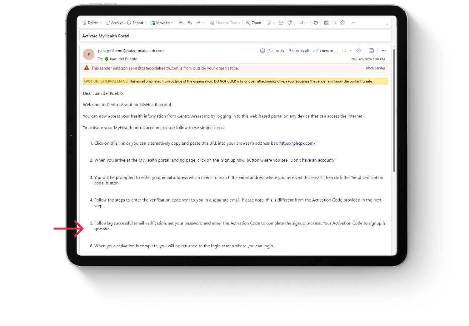 Paso 6: Utilice el Código de Activación que aparece en la invitación recibida por email.